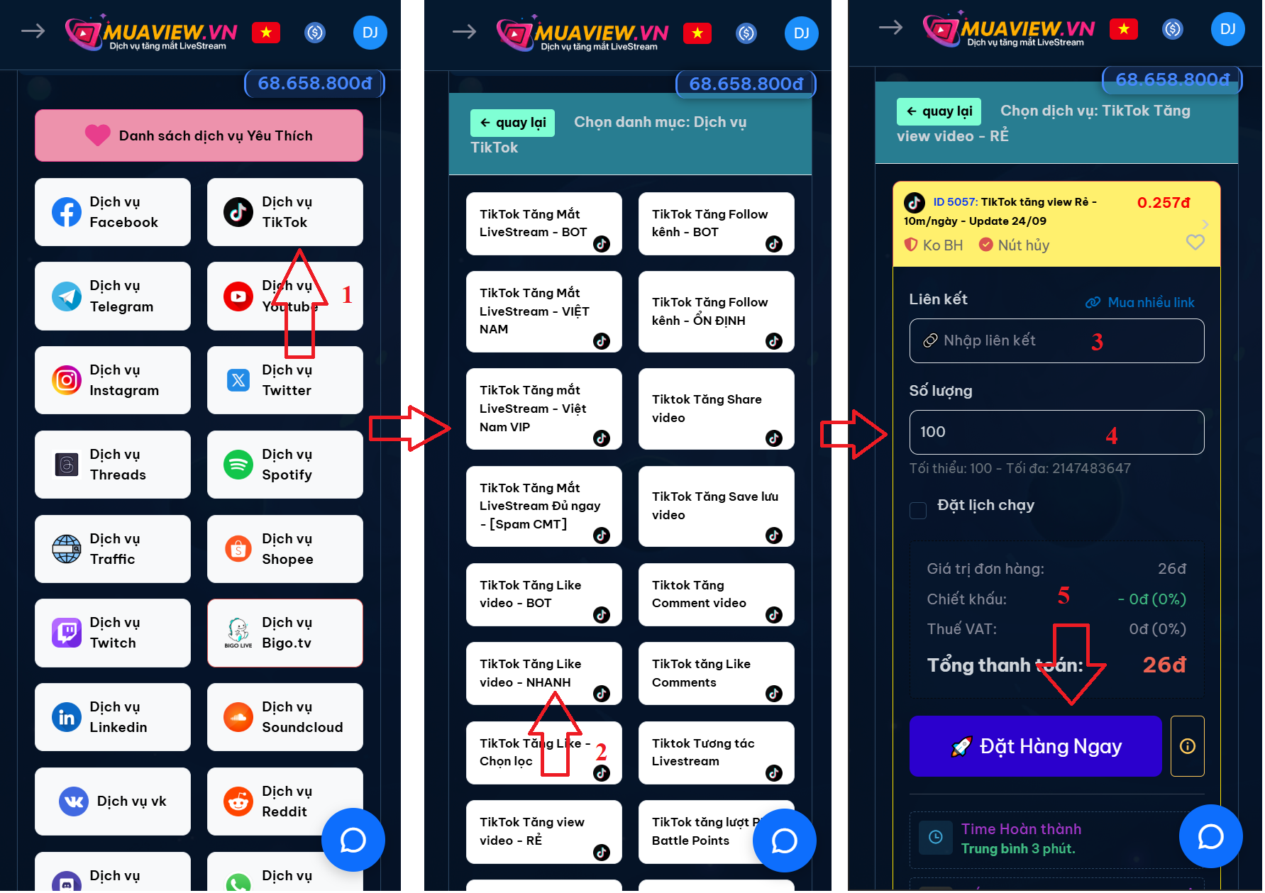 Hướng Dẫn Chi Tiết Cách Mua Dịch Vụ Tại Muaview.